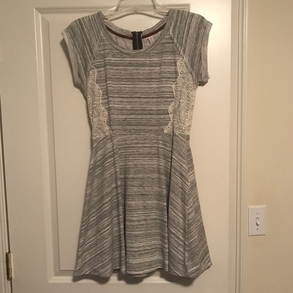 Grey Lace Tee Shirt Dress